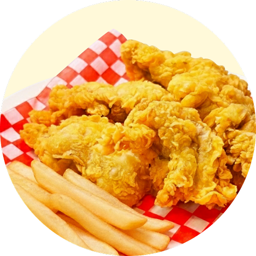 Crispy Boneless Chicken with fries